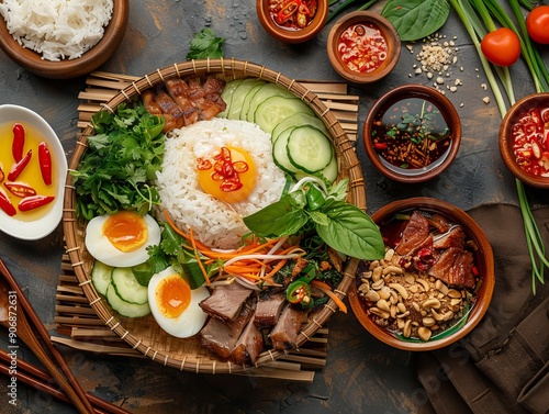 Wallpaper Mural Com Tam. The most popular Vietnamese dishes. Broken rice served with grilled pork, a fried egg, and various accompaniments like pickled vegetables and fish sauce. Torontodigital.ca