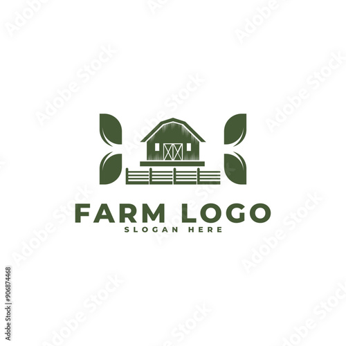 Wooden building logo design, and house farm icon vector illustration