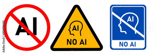 No AI artificial intelligence prohibition symbol icon ai generated not allowed