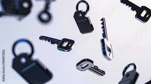 lock and keys falling, floating, or flying concept of investment