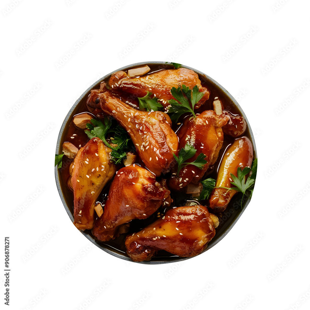 Roasted chicken on a plate with vegetable isolated white background
Roasted chicken on a plate with vegetable isolated white background
