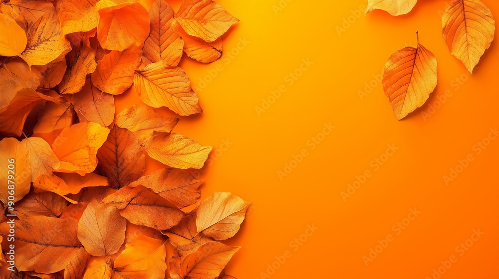 Fototapeta premium Autumn banner with orange leaves