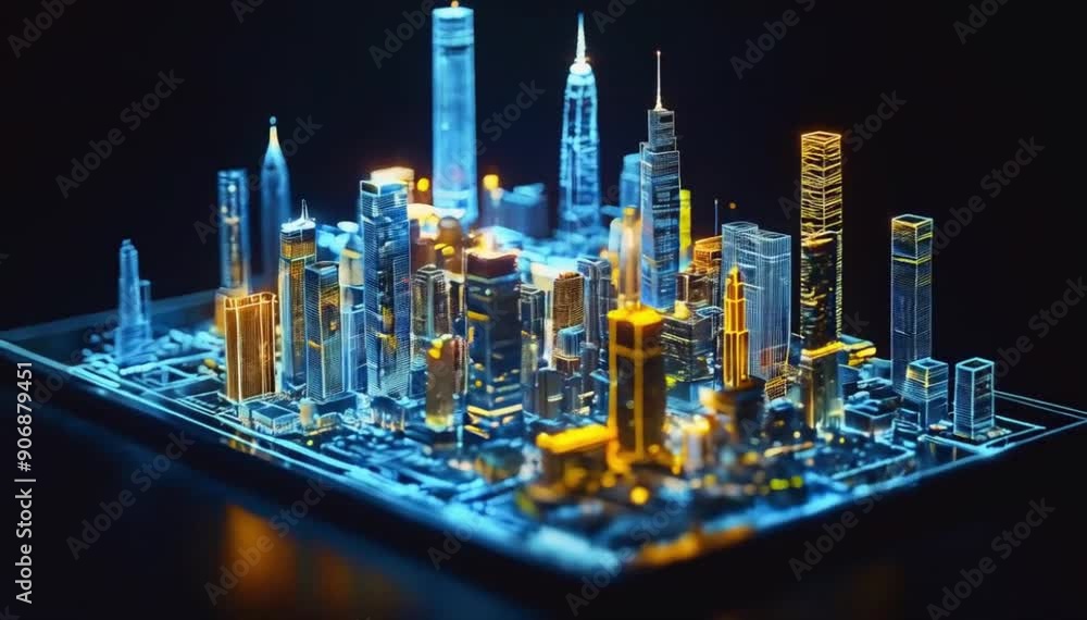 Digital twin of a smart city on a tablet, hologram concept for urban ...