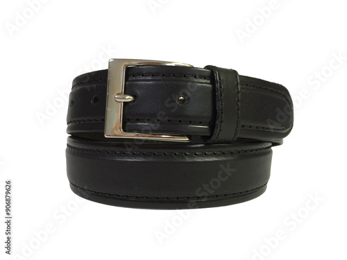 Obraz na plátně A black belt with a silver buckle