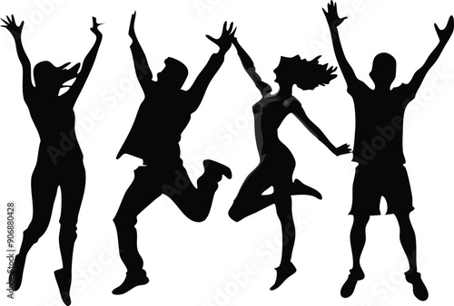 silhouettes of dancing people