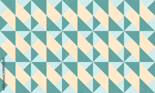 Wallpaper Mural seamless pattern with triangles, abstract triangle geometric beige green and blue background patch work seamless repeat style, turbine replete image design for fabric printing, Torontodigital.ca