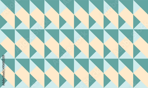 seamless pattern with triangles, abstract triangle geometric beige green and blue background patch work seamless repeat style, turbine replete image design for fabric printing