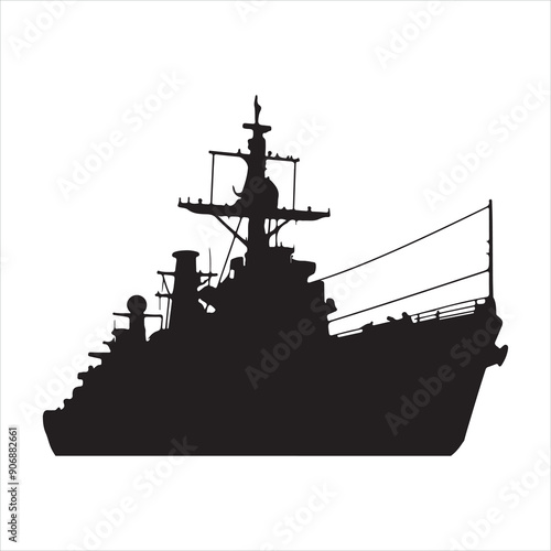 Soviet russain guided missile cruiser silhouette white background
