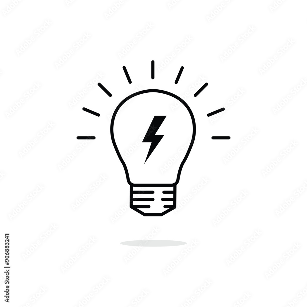 lightning in light bulb thin line icon. lineart flat stroke invention logotype graphic art design isolated on white background. concept of simple sign or label for lightning in light bulb thin line icon. lineart flat stroke invention logotype graphic art design isolated on white background. concept of simple sign or label for