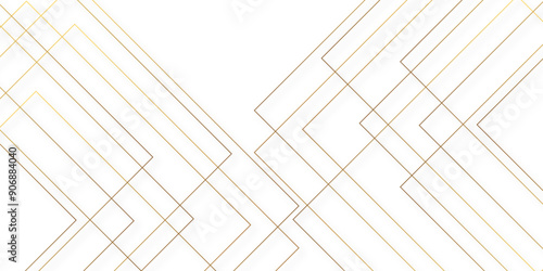 Abstract industrial Design random lines gold on white background. Geometric seamless minimalist pattern with straight lines design. luxury gold geometric random chaotic lines.squares and triangle line
