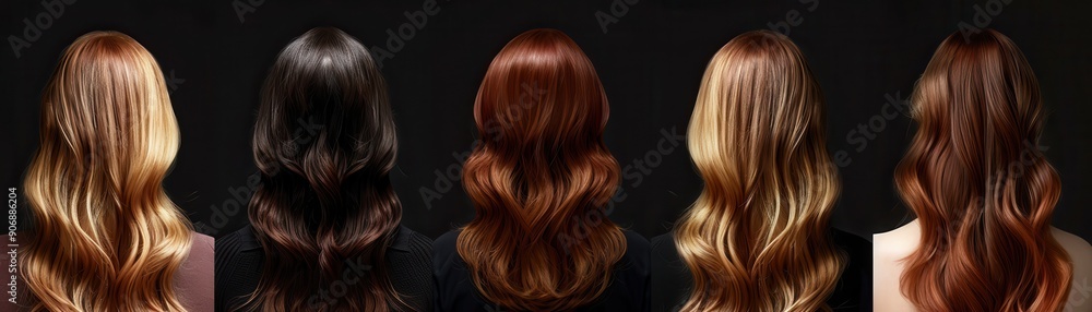 Women showcasing various shades of wavy hair. Women showcasing various shades of wavy hair.
