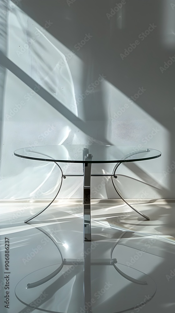 Elegant Modern Glass Table in Minimalist Office Setting for Tech Product Photography Elegant Modern Glass Table in Minimalist Office Setting for Tech Product Photography