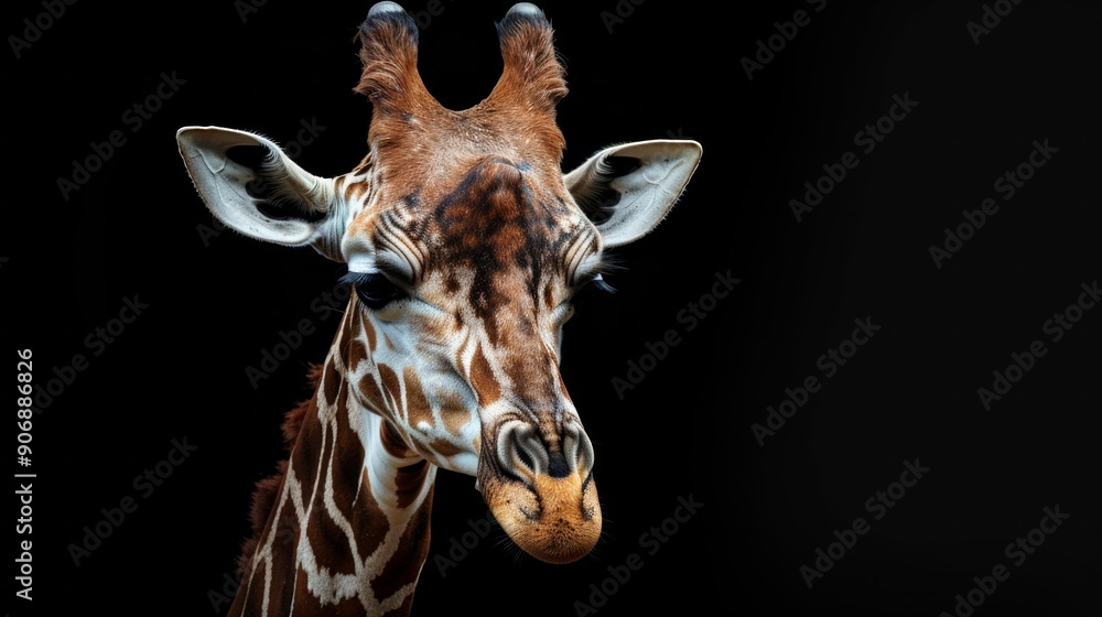 Obraz premium Reticulated giraffe studio portrait