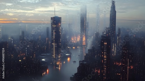 Wallpaper Mural Futuristic Cityscape with Innovative Architecture and Cutting Edge Technology Torontodigital.ca