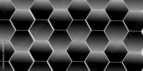 Luxury hexagonal abstract black background with white lines. Creative and decorative modern technological hexagon pattern background. 