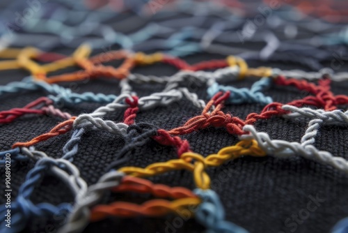 knitted data patterns, intricate and detailed knitted patterns representing data connections
