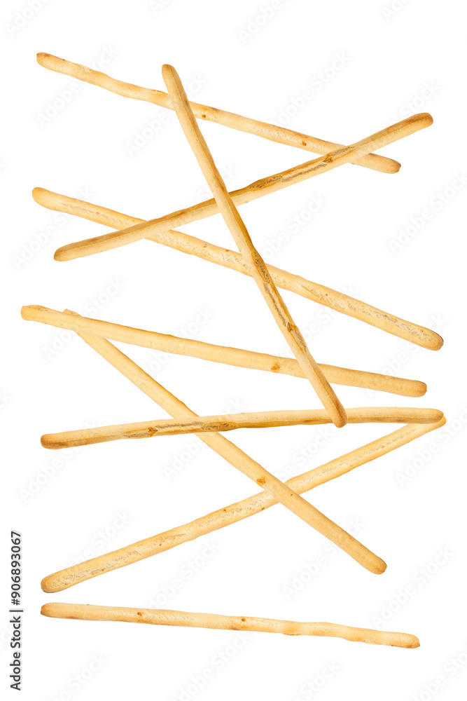 Grissini flying on an empty blank background. Grissini flying on an empty blank background.