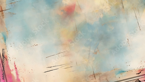 Abstract colorful grunge painting wall vector with expressionism elements. Brush stroked painting and strokes of paint 2D Illustration.