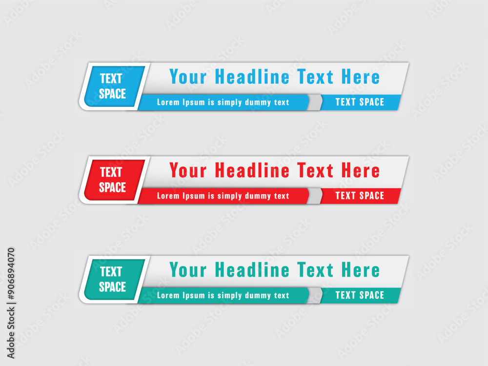 Obraz premium PrintColorful lower thirds set template vector, Set of TV banners and bars for news and sport channels, 