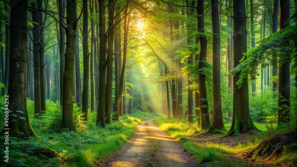 Obraz premium footpath in the forest., forest path background.