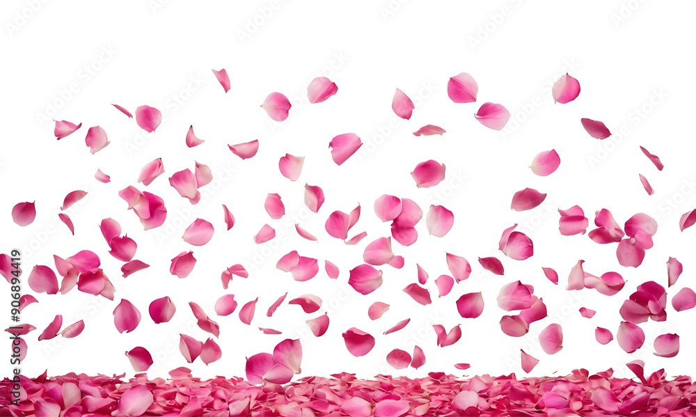 Numerous pink rose petals falling and lying on a surface, perfect for wedding invitations, romantic designs, or beauty product promotions. Transparent PNG. Numerous pink rose petals falling and lying on a surface, perfect for wedding invitations, romantic designs, or beauty product promotions. Transparent PNG.