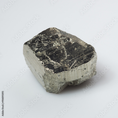 natural silver pyrite gem on the white background