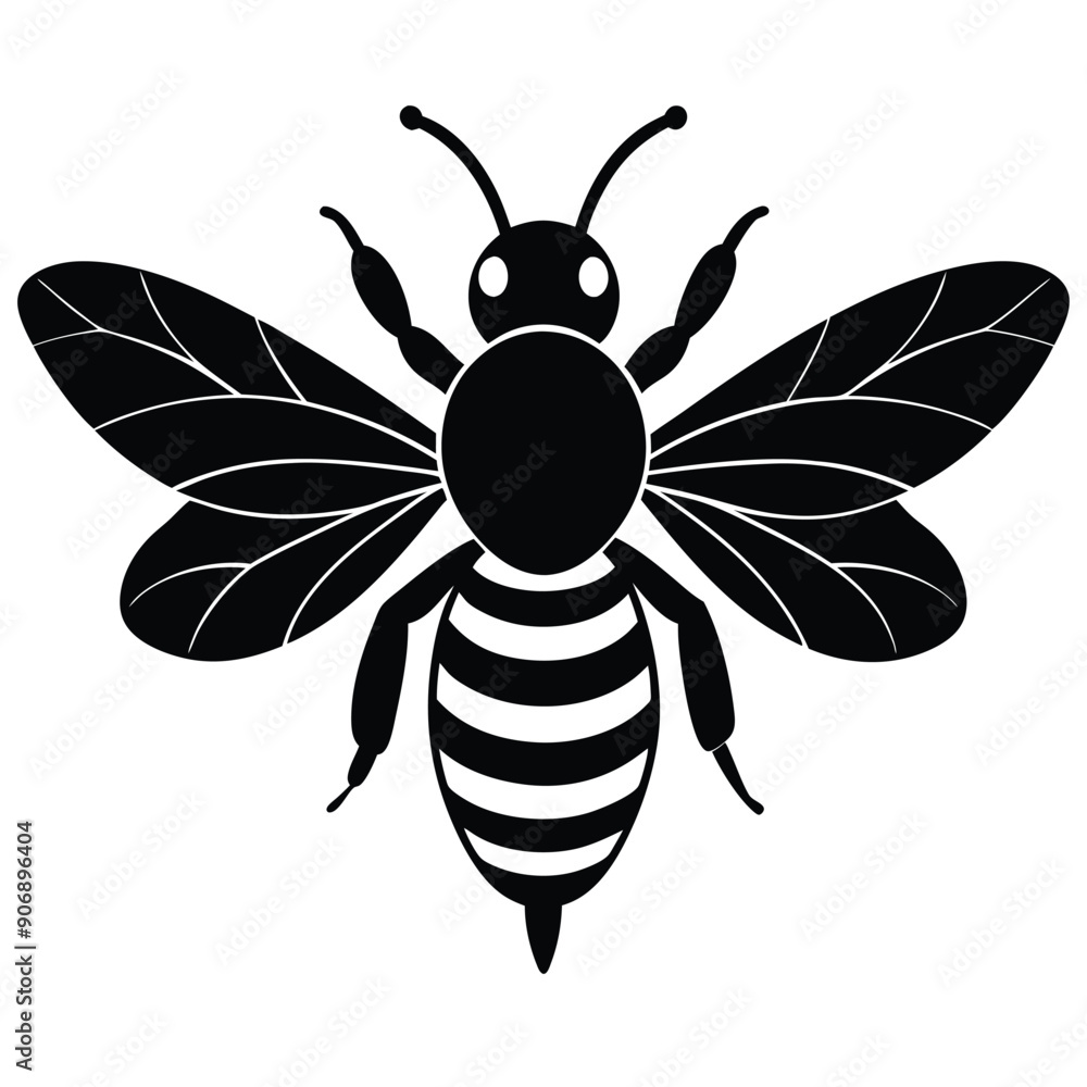 Fototapeta premium worker bee silhouette with white background vector illustration 
