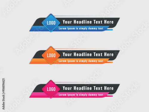 Lower third vector design. Lower third banner Bars. Streaming Video. Breaking, Sport News channel.
