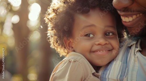 Happy African American Father and Daughter.