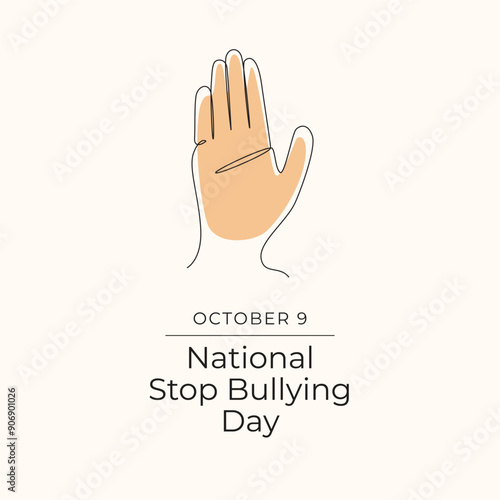 National Stop Bullying Day vector design template good for celebration usage. National Stop Bullying Day design. Continuous line drawing. eps 10.