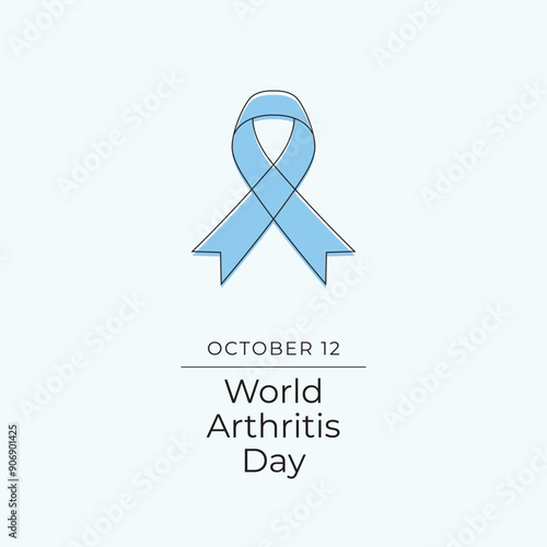 World Arthritis Day vector design template good for celebration usage. World Arthritis Day design. Vector ribbon. Continuous line drawing. eps 10.