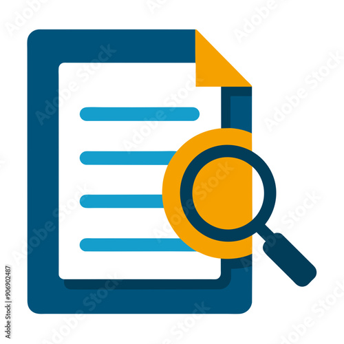 High-Quality Document Icon with Magnifying Glass Vector Illustration