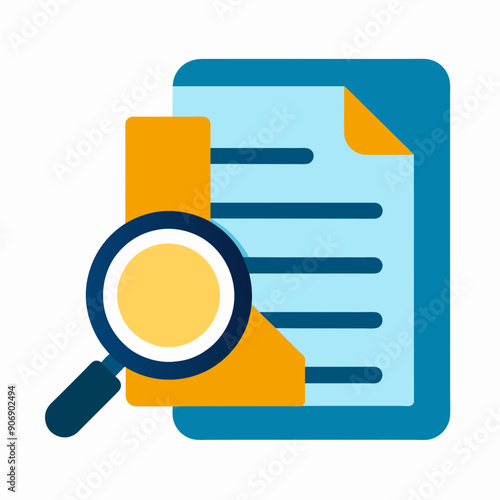 High-Quality Document Icon with Magnifying Glass Vector Illustration