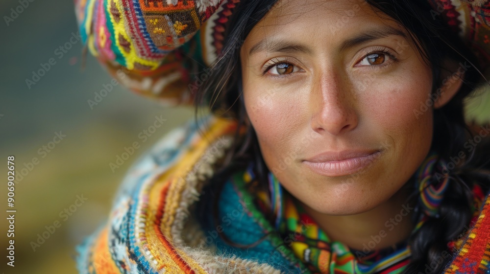 Portrait of an indigenous woman looking at the camera smiling and happy. Hispanic woman. Portrait of an indigenous woman looking at the camera smiling and happy. Hispanic woman.