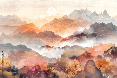 Wallpaper Mural sunrise in mountains Torontodigital.ca