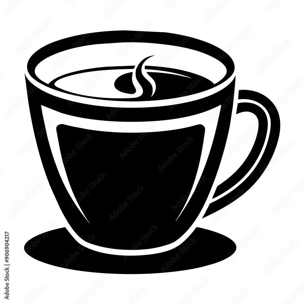 Elegant Coffee Cup Vector Silhouette on White Background Elegant Coffee Cup Vector Silhouette on White Background