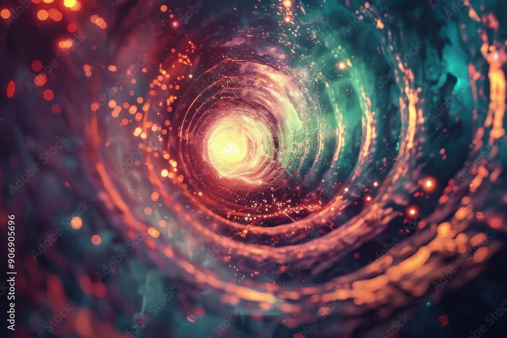 Abstract Vortex Tunnel with Glowing Lights - Sci-Fi Fantasy Themes Abstract Vortex Tunnel with Glowing Lights - Sci-Fi Fantasy Themes