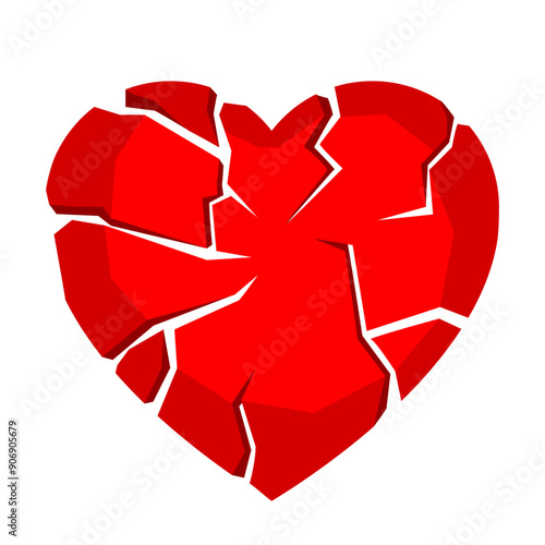 Broken heart logo icon vector illustration emblem design