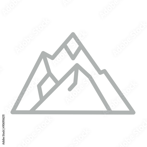 Mountains Vector Line Grey Icon Design