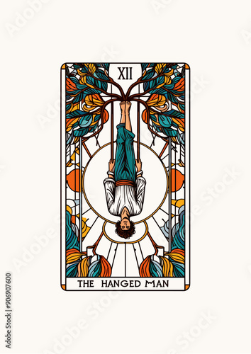 The Hanged Man: Tarot Card Featuring Figure Hanging Upside Down.