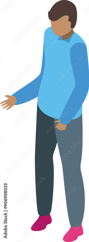 Young man gesturing with his hand while explaining something to someone