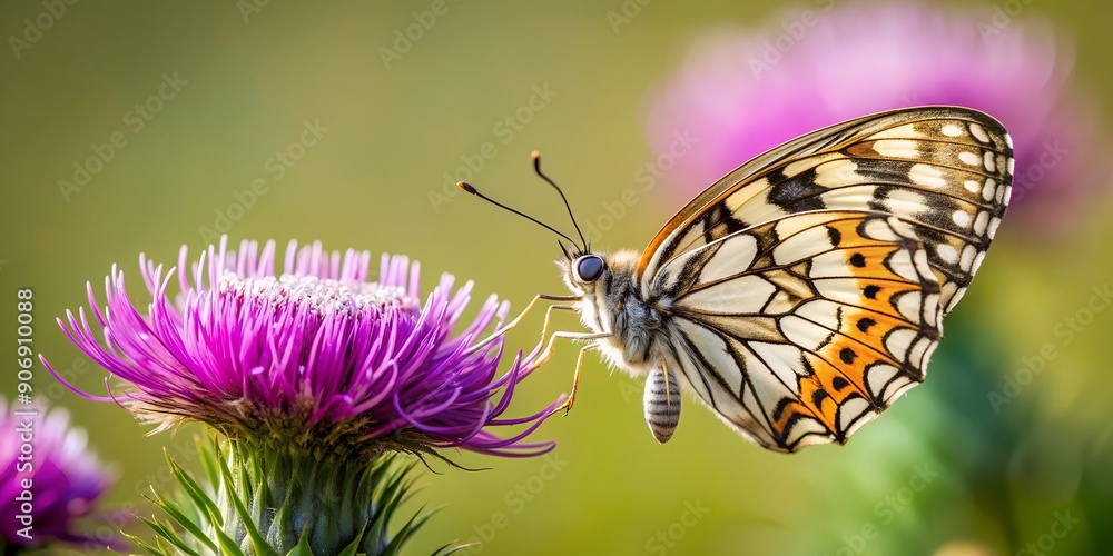 Papillon demi deuil sur chardon Creative AI Papillon demi deuil sur chardon Creative AI