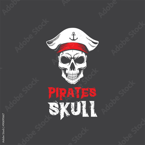 Classic Pirates Skull with Vintage for Boat Ship Sailor Nautical Navy Vintage Retro emblem logo design