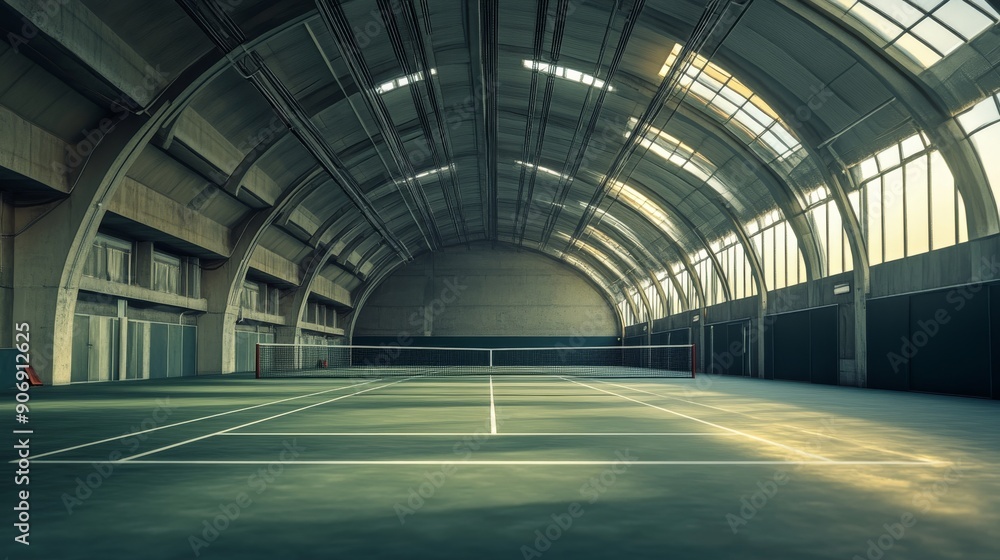 high-resolution, ultra-realistic, 4K, cinematic image of a tennis hall high-resolution, ultra-realistic, 4K, cinematic image of a tennis hall