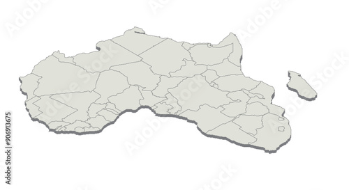 Isometric illustration of a map of Africa. Illustration of a continent in isometric style.