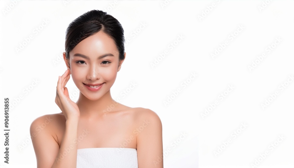 Portrait of cute japan women spa healthy skin, isolated on white background Portrait of cute japan women spa healthy skin, isolated on white background