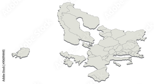 Isometric illustration of a map of Europe. Illustration of a continent in isometric style.