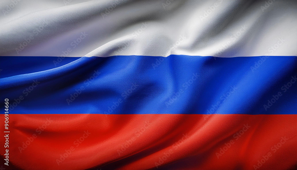 Naklejka premium Russian flag background with fluttering fabric texture