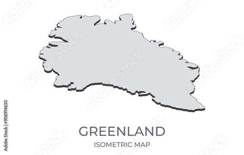 Map of the Greenland in simple isometric form. Illustration of isometric map of the country.
