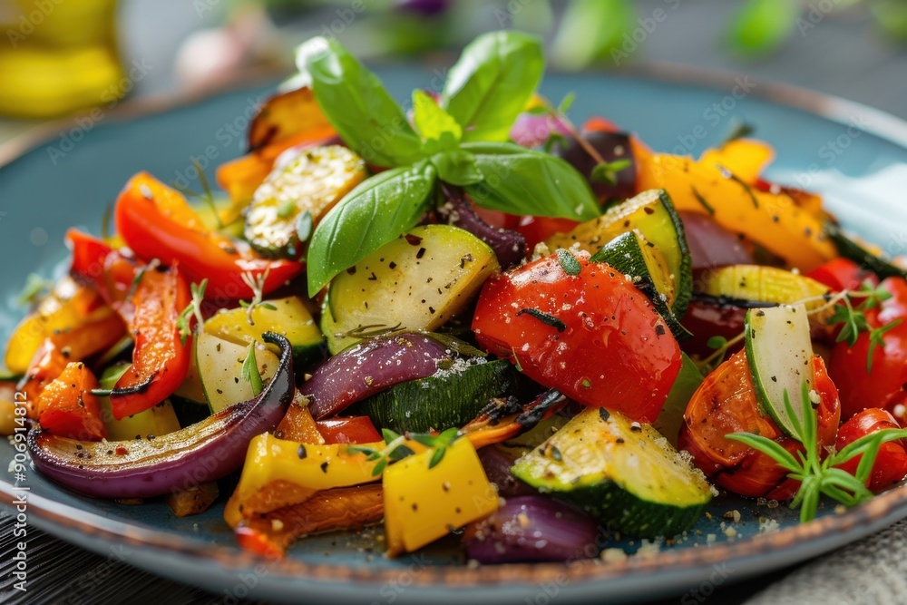 Lively stir-fried assorted vegetables with a savory kick Lively stir-fried assorted vegetables with a savory kick